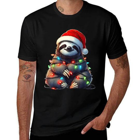 Sloth Christmas Lights Funny Santa Hat Merry Xmas  Versatile T-Shirt
