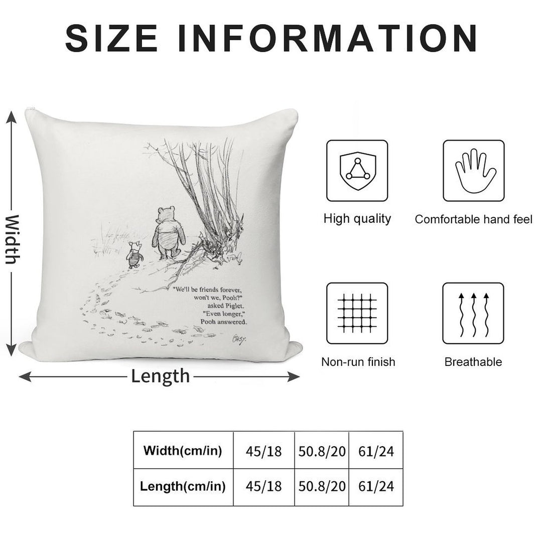 Winnie The Pooh & Piglet Friends Forever Soft Washable Throw Pillow