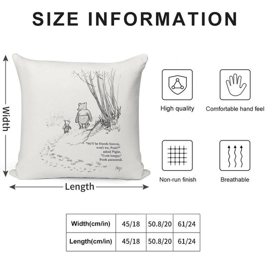 Winnie The Pooh & Piglet Friends Forever Soft Washable Throw Pillow