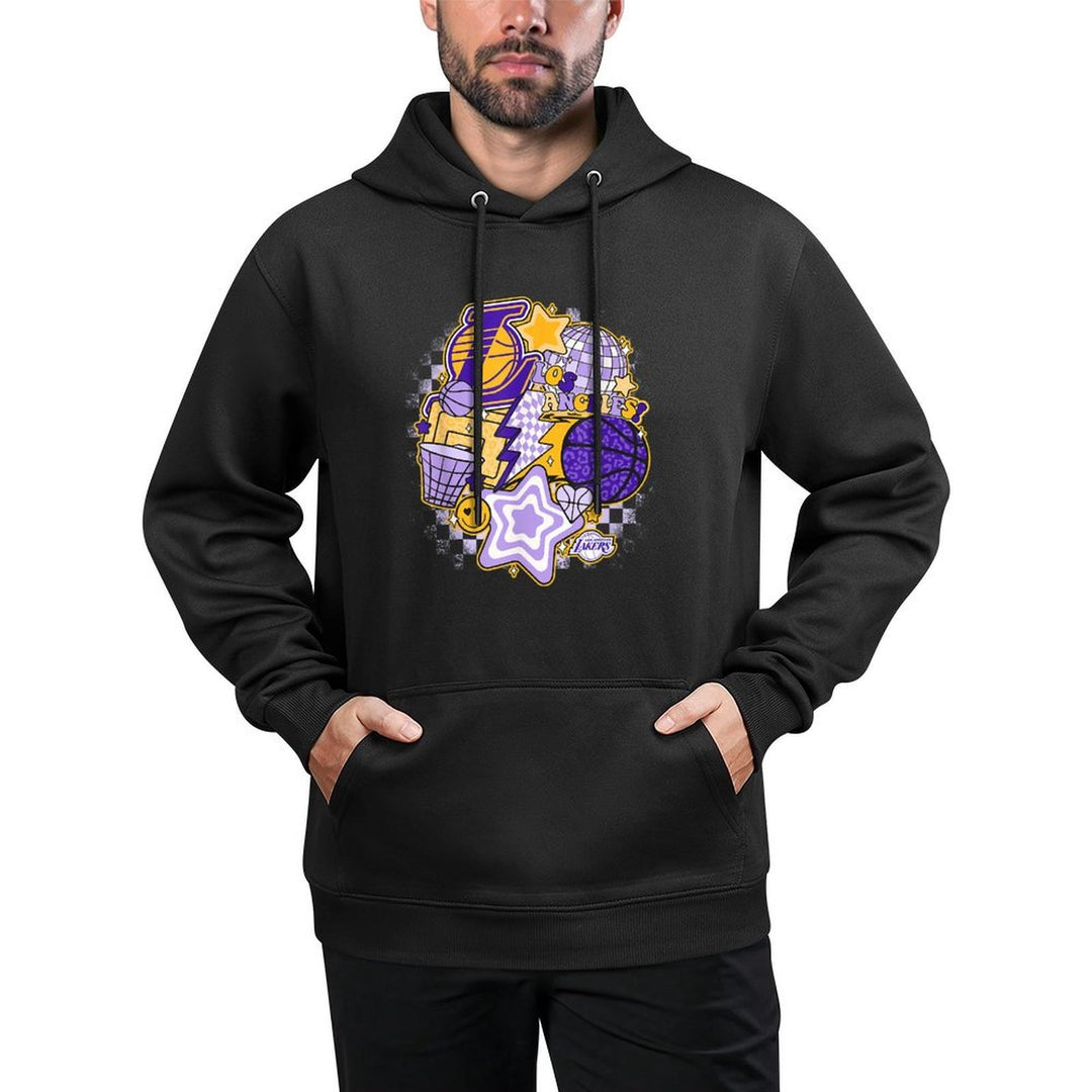 NBA Los Angeles Lakers Psychedelic Basketball Collage, Small, White Cotton-Polyester Blend Hoodie