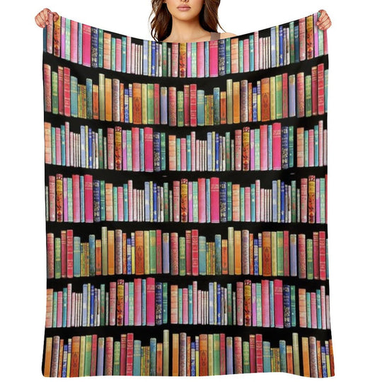 Bookworms Delight  Antique Book Library for Bibliophile Comfort Throw Blanket