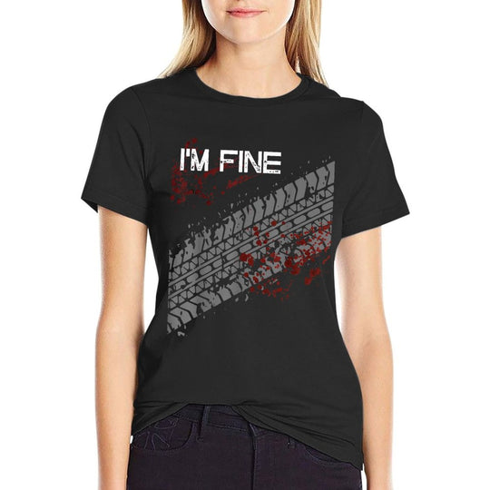 Im Fine Funny Tire Track  Polyester Blend T-Shirt