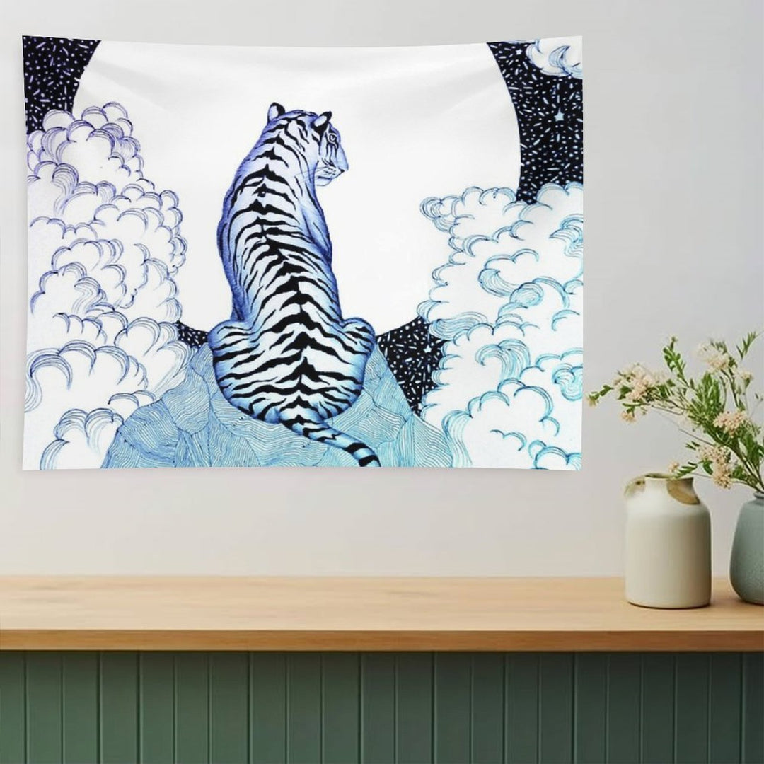 Ombre Tiger Moon Tapestry