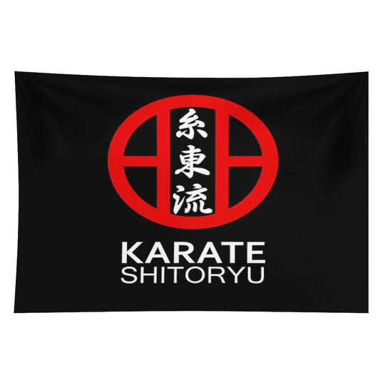 Karate Shitoryu Kanji And Symbol White Text Tapestry
