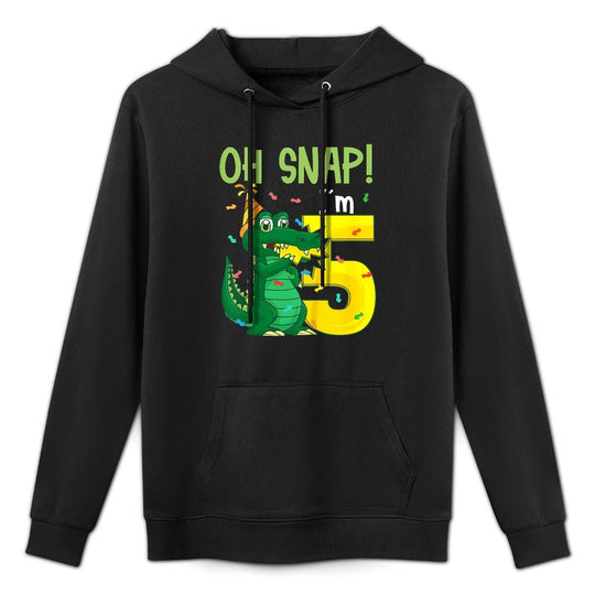 Oh Snap Im 5 Crocodile 5th Birthday Alligator Pilling-Resistant Hoodie