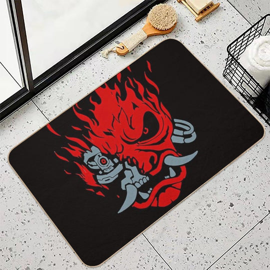 Vintage Samurai Retro Japanese Gaming 2077 Art Game Style  Anti-Trip Bath Mat