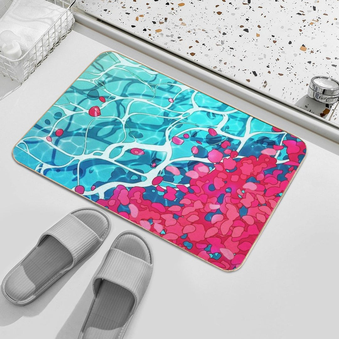 Red Roses And Petals in The Water  Slip-Resistant Bath Mat