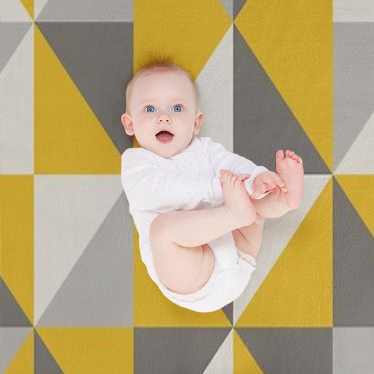 Retro Triangle Design in Yellow And Grey Premium Throw Blanket