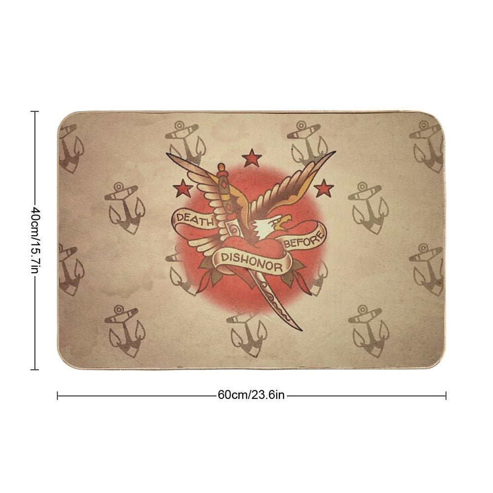 Salty-Dog American Traditional Death Before Dishonor Design  Rapid-Drying Bath Mat