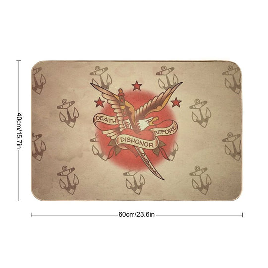 Salty-Dog American Traditional Death Before Dishonor Design  Rapid-Drying Bath Mat