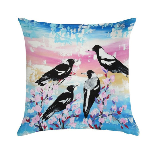 Australian Magpies Rainbow Soft Skin-Friendly Throw Pillow