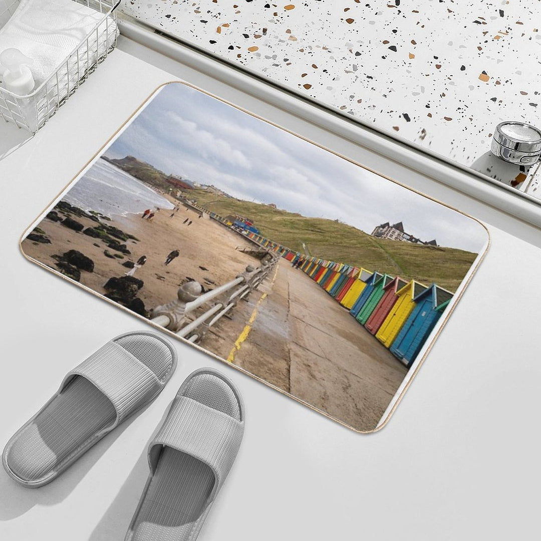 Whitby Beach Huts Durable Bath Mat