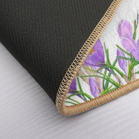 A Smiley Girl  Among Violet Saffron Blooms  Versatile Bath Mat