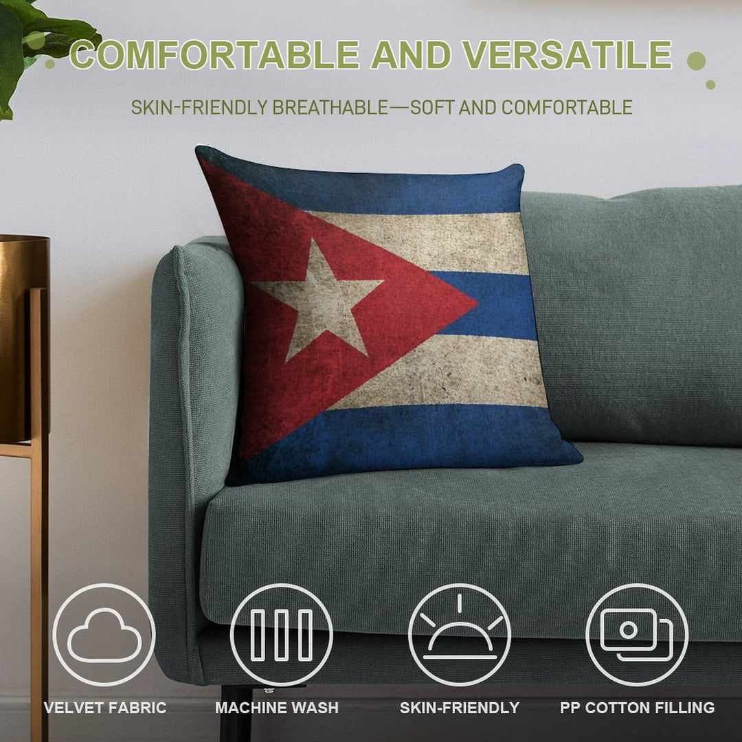 Old And Worn Distressed Vintage Flag of Cuba Soft Ultra-Soft Texture Throw Pillow