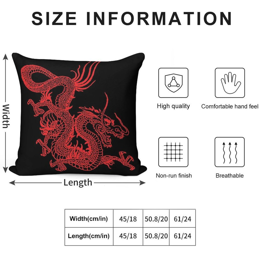 Red Chinese Dragon Soft Decorative Cover Throw Pillow