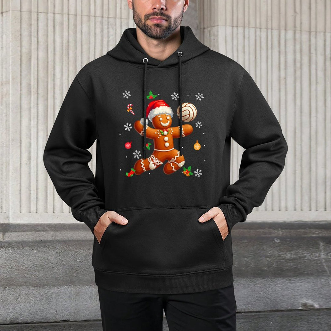 Gingerbread Playing Volleyball Christmas Player Kids Family Easy Care Hoodie
