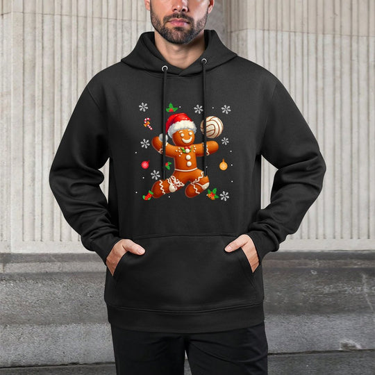 Gingerbread Playing Volleyball Christmas Player Kids Family Easy Care Hoodie
