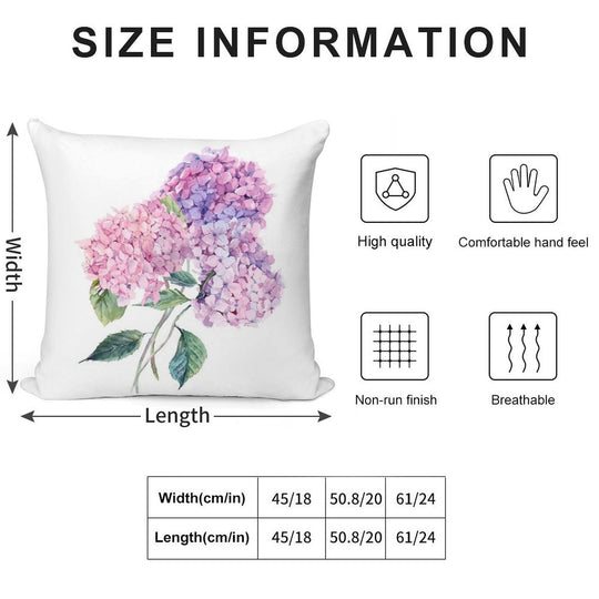 Watercolor Branch of Blooming Hydrangeas Soft Style Accent Throw Pillow