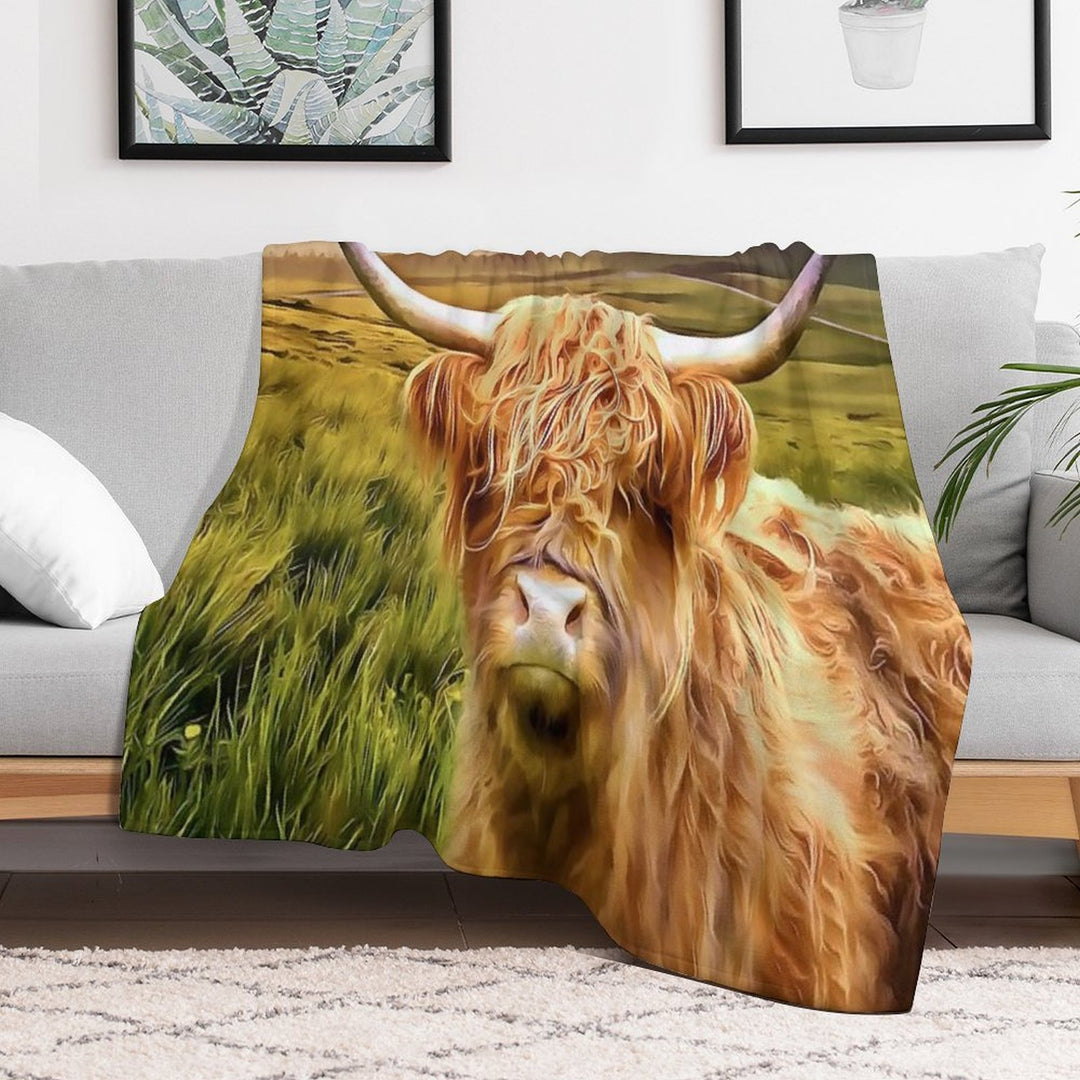 Highland Cow (Painting) Comfort Throw Blanket