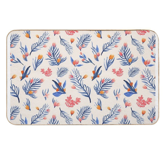 Succulent Garden Pattern on Cream  Pet-Safe Bath Mat