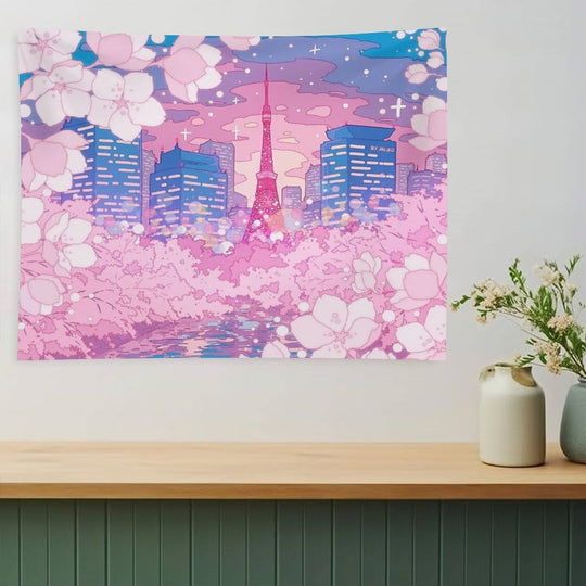 The Evening Tokyo Lake View Tapestry