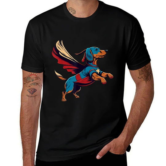 Superhero Dachshund Red Cape Super Hero Dog for Men Women Kids  Tagless Design T-Shirt