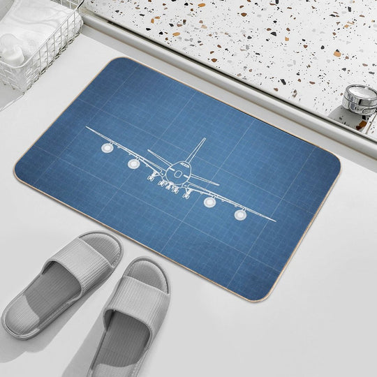 Boeing 747 Family Blueprint (light Blue)  Slip-Resistant Bath Mat