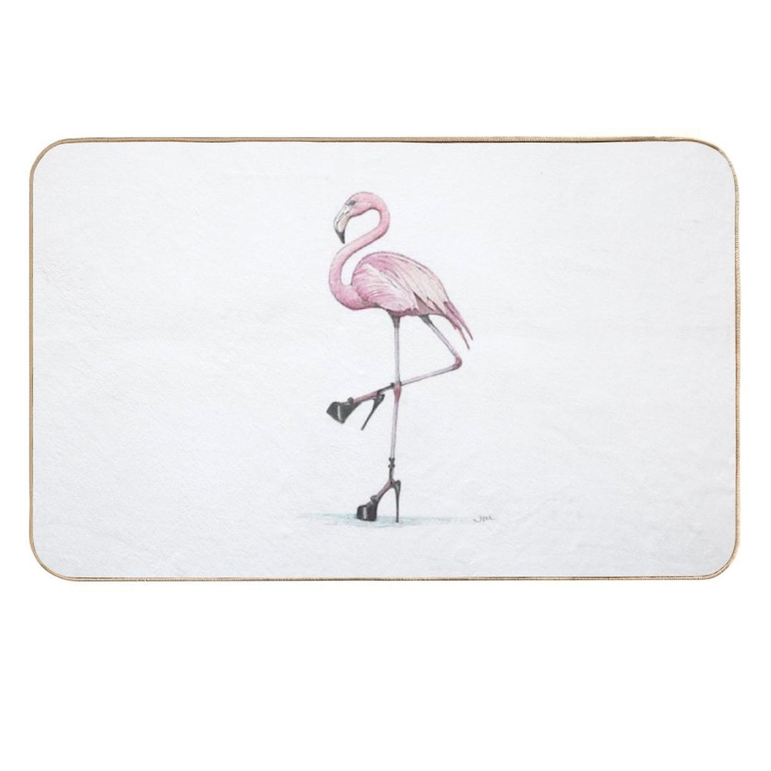 Flamingo in Stilettos  Anti-Trip Bath Mat