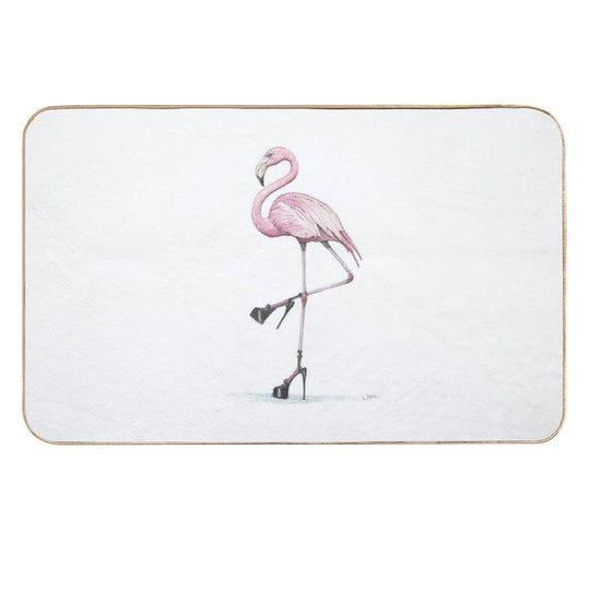 Flamingo in Stilettos  Anti-Trip Bath Mat