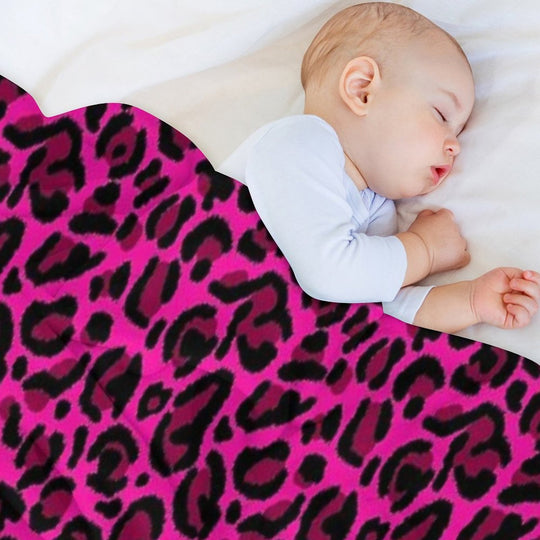 Hot Pink Y2K Aesthetic Leopard Print Plush Throw Blanket