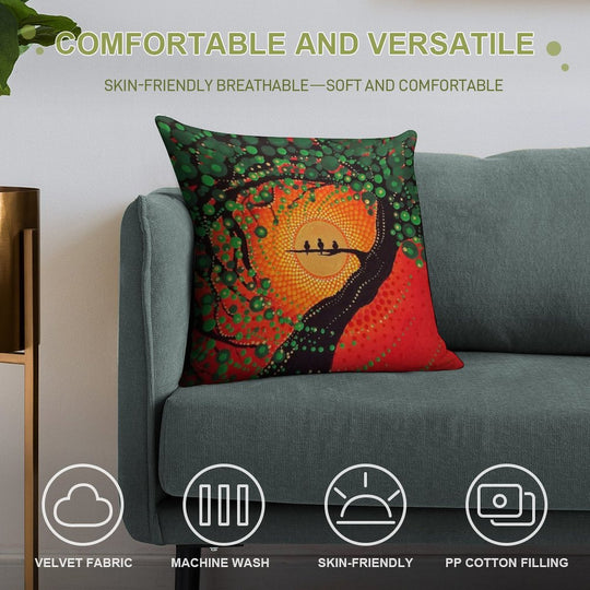 Rasta Three Little Birds Soft Hidden Zipper Throw Pillow