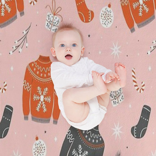 Christmas Sweater Pattern Pink Anti-pilling Throw Blanket
