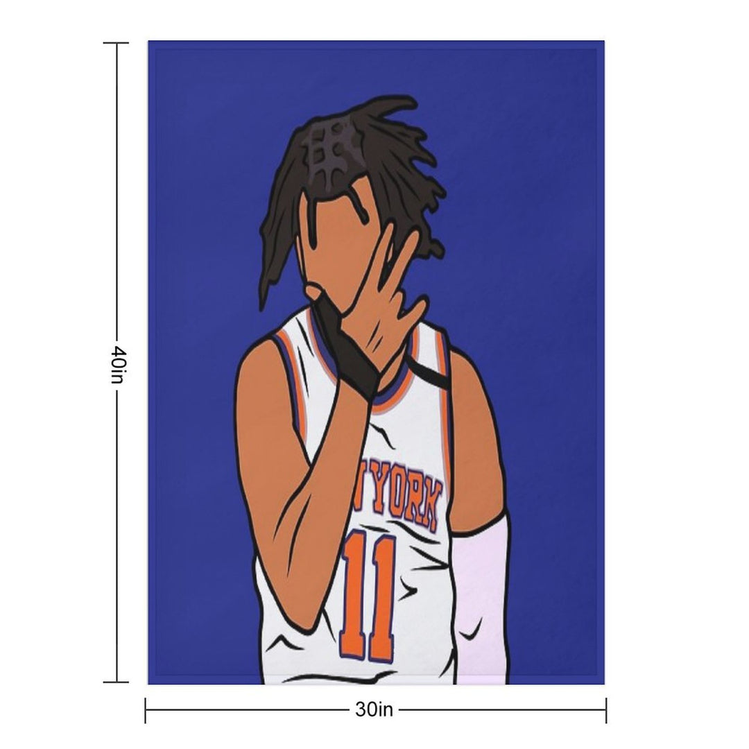 Jalen Brunson 3 Point Celebration Eco-conscious Throw Blanket