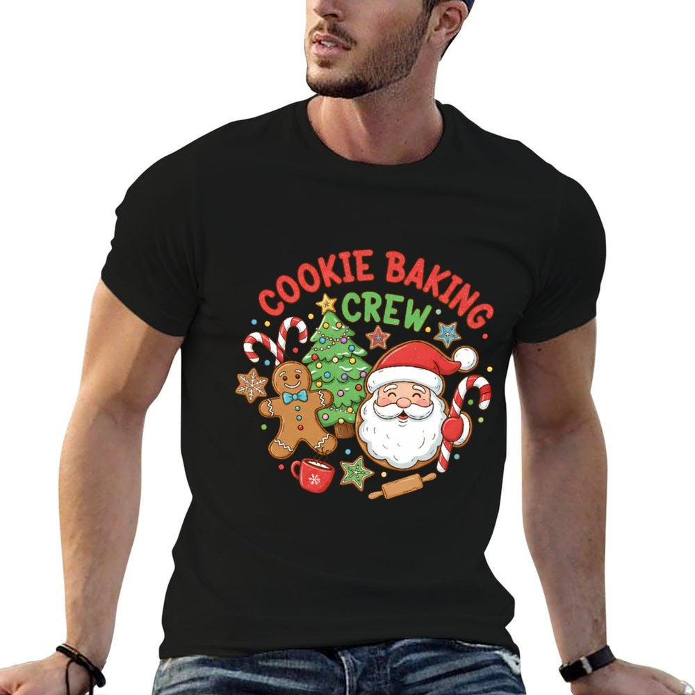 Cute Cookie Baking Crew Santa Gingerbread Man Women Kids  Cotton T-Shirt