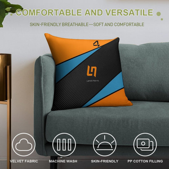 F1 2025 Lando Norris Carbon Fibre Black, Blue And Orange Soft Multiple Sizes Throw Pillow