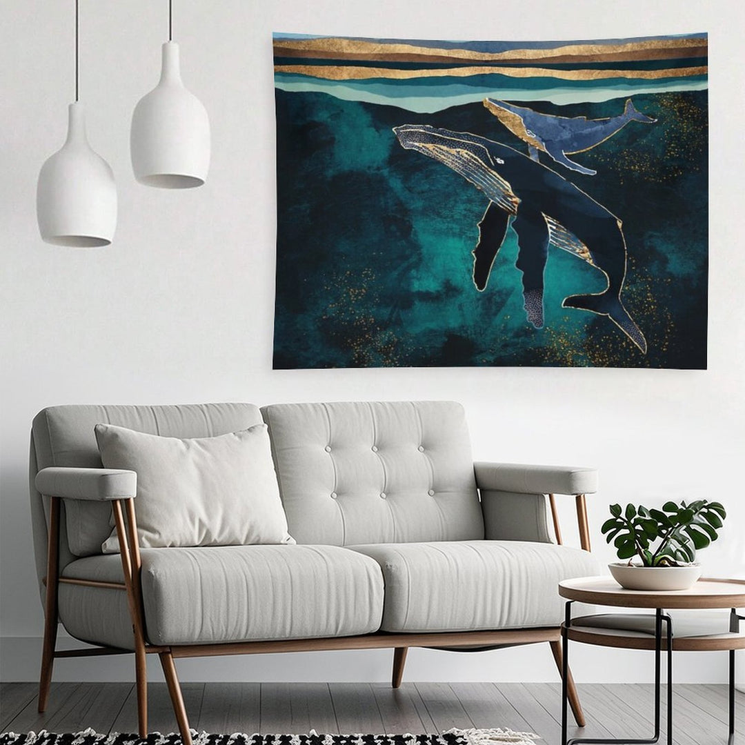Moonlit Whales Tapestry