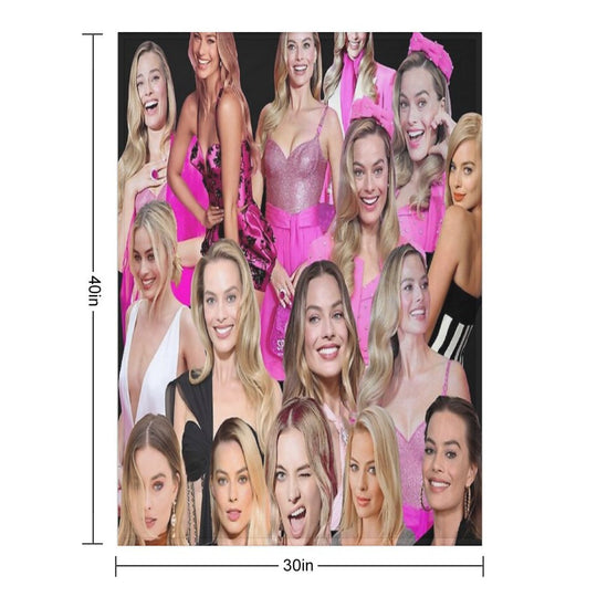 HIGH QUALITY Margot Robbie Photo Collage Durable Throw Blanket