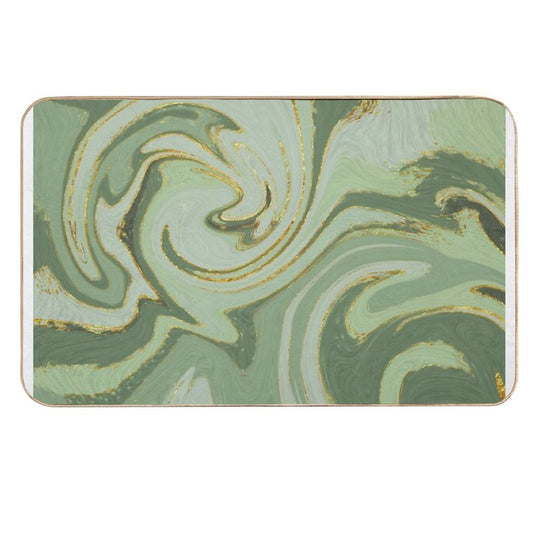 Green Marble Swirl Pattern Design Modern Waves  Rapid-Drying Bath Mat