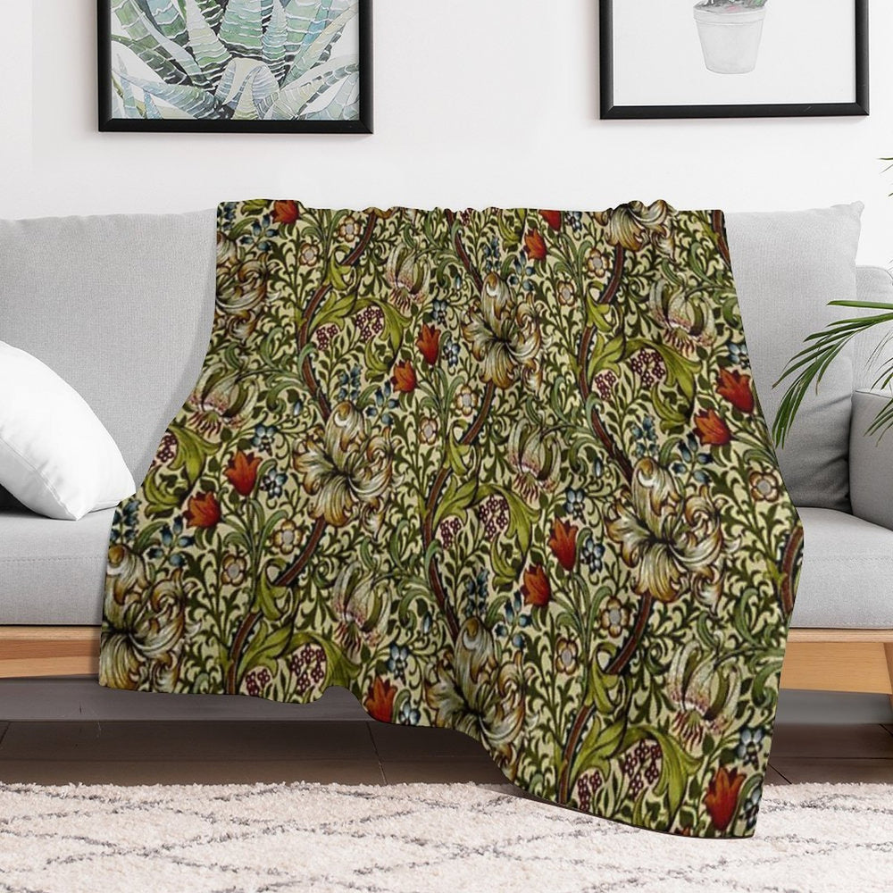 William Morris Golden Lily All-season Throw Blanket