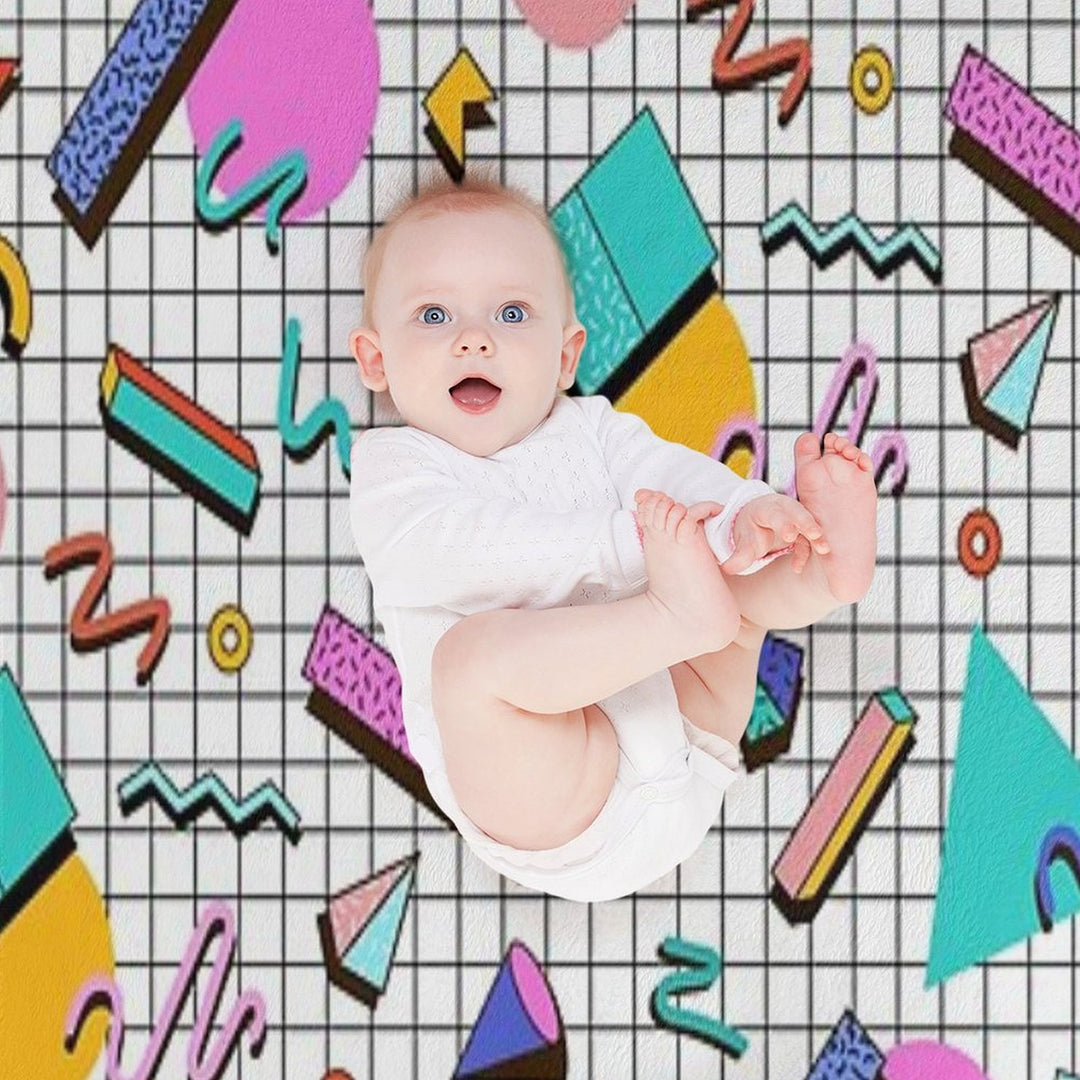 Funky 80s Eighties Memphis Pattern Design Eco-conscious Throw Blanket