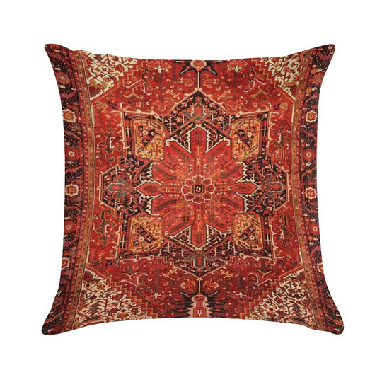 Antique Persian Rug Red Black Carpet Pattern Soft Style Accent Throw Pillow