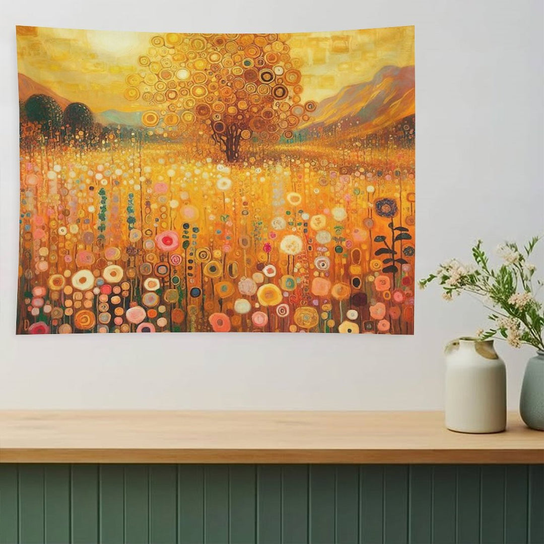Klimt Flower Garden Gold Tapestry