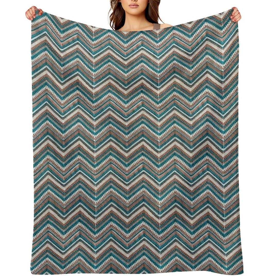 Western Style Crochet Zigzag Shrink-resistant Throw Blanket
