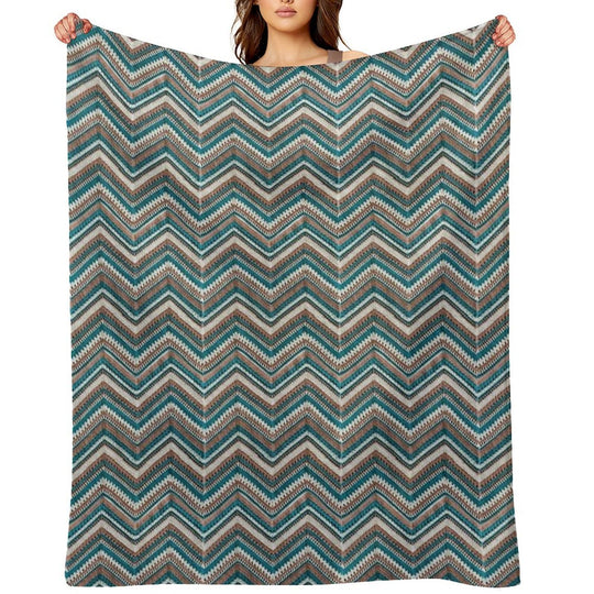 Western Style Crochet Zigzag Shrink-resistant Throw Blanket