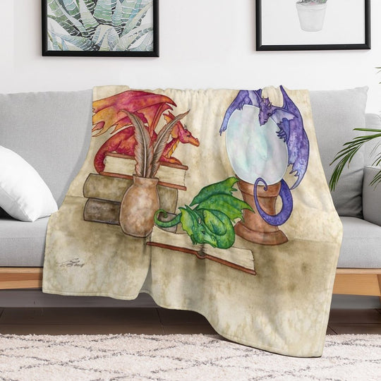 Dragons In The Library Machine-washable Throw Blanket