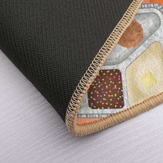 Retro 80’s TV Dinner Tray Food Fried Chicken Peas Corn Carrots On Light Pastel Orange Peach  Rapid-Drying Bath Mat