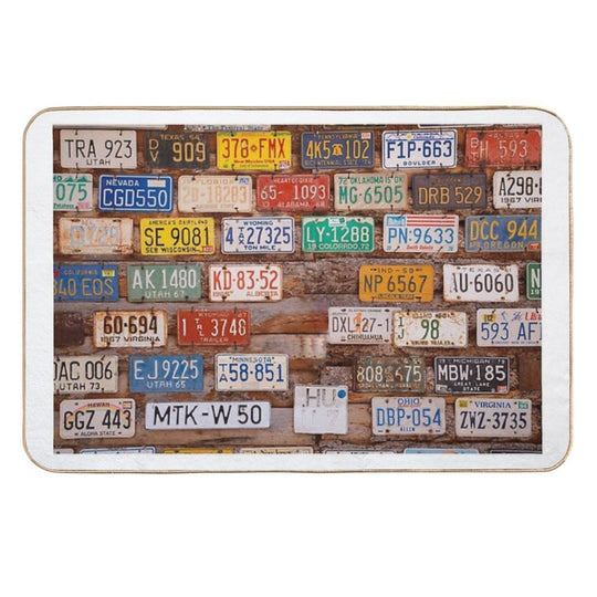 Licence Plate Wall  Odorless Bath Mat