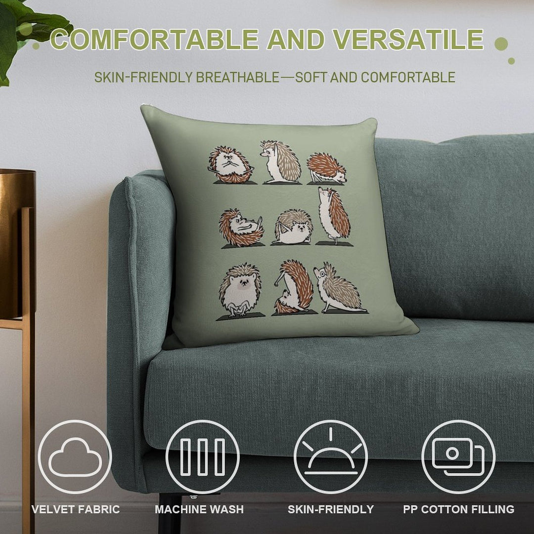 Hedgehog Yoga Soft Ultra-Soft Texture Throw Pillow
