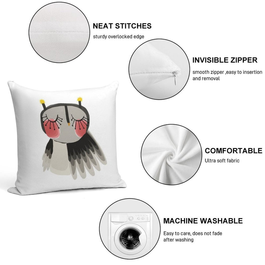 Rosy Cheeks Owl Soft Multiple Sizes Throw Pillow