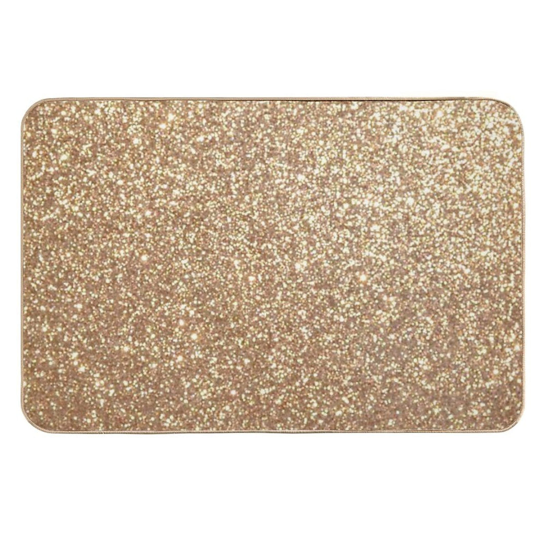 Copper Rose Gold Metallic Faux Glitter  Dirt-Trapping Bath Mat
